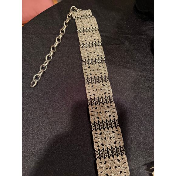 Marcasite silver toned Belt with interconnected metallic panels 38” main image 5